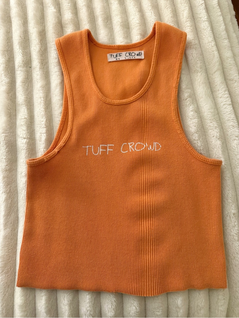 Tuff Crowd Orange Cropped Tank Top